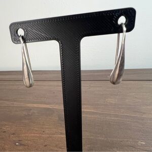 Silver Teardrop Hoop Earrings - Minimal Modern Style